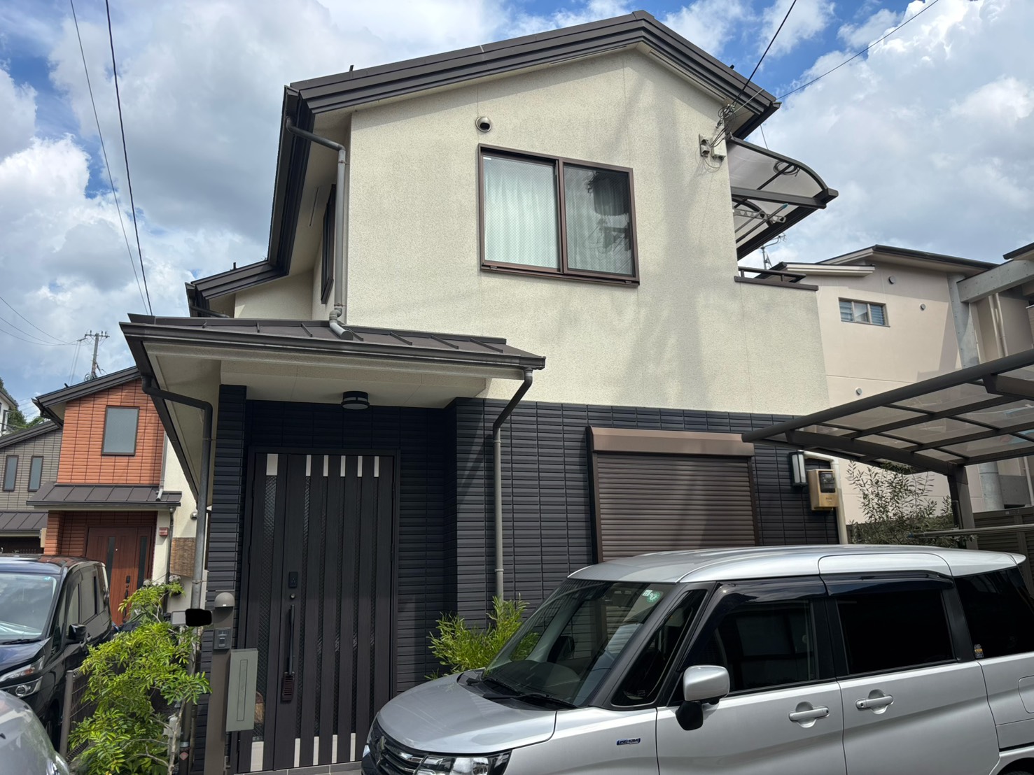 京都市左京区の、屋根 外壁塗装前のビフォー写真1